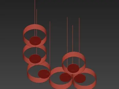 SOUND gold pendant light with four circles hanging from it 3D model