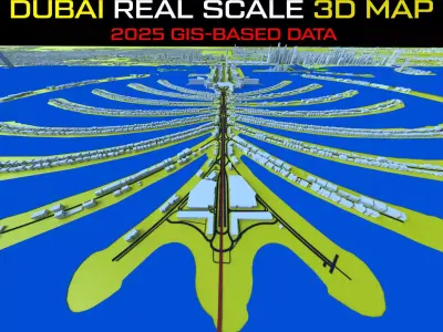 Dubai Real-Scale 3D Map - 2025 Gis Data 3D model
