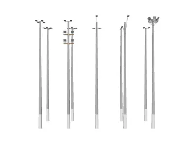 Concrete Lamp Post - Light Pole - Street Light - Group 04 3D model