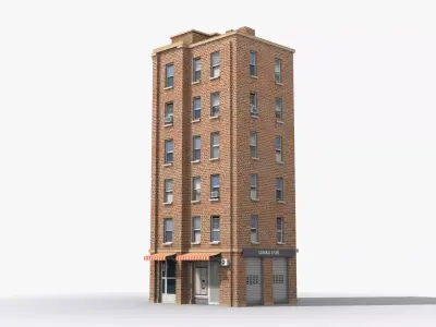 Apartment Building x22 Low-poly 3D model