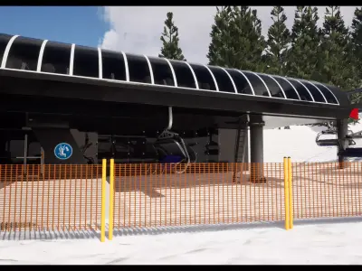 Ski Centre Lifts Low-poly 3D model