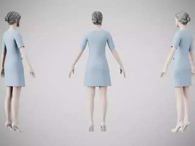 Dress 37 Light Blue Low-poly 3D model
