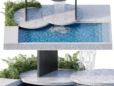 Backyard Pool and Landscape with Pool 15 3D model