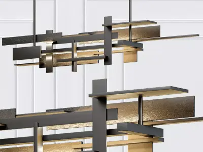 Contemporary wooden beam hanging from ceiling 3D model