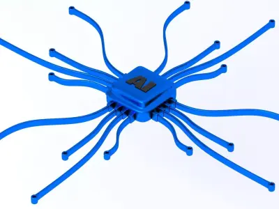 ai chip Symbol blue 3D model