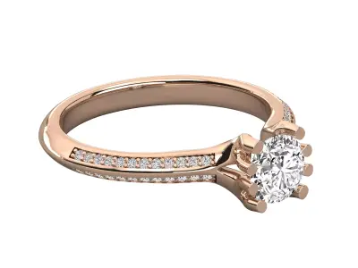 Women Light Weight Solitare Diamond Wedding Ring   31 3D print model