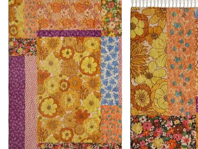 Vera Floral Patchwork Printed Rug 3D model