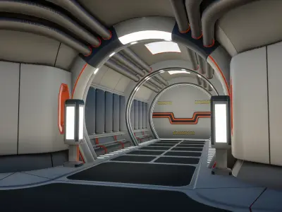 Modular SciFi Level Low-poly 3D model