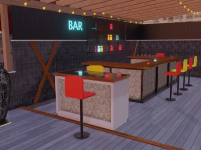 Metaverse Rooftop Bar Low-poly 3D model