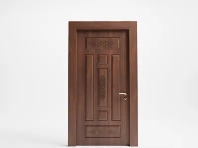 Traditional Wooden Door - Classic Design 3D model