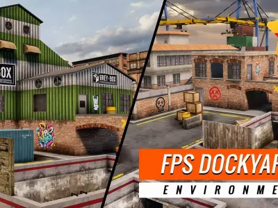 Dockyard Environment - Mobile Optimized for Games Low-poly 3D model