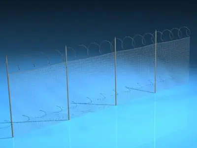 Fence with barbed wire 3D model