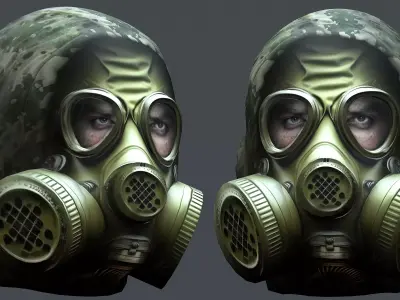 Gas mask helmet 3d model military combat Low-poly Low-poly 3D model