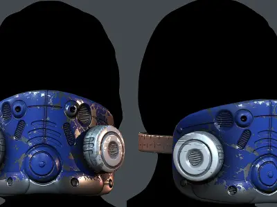 Gas mask helmet 3d model scifi Low-poly  Low-poly 3D model 496