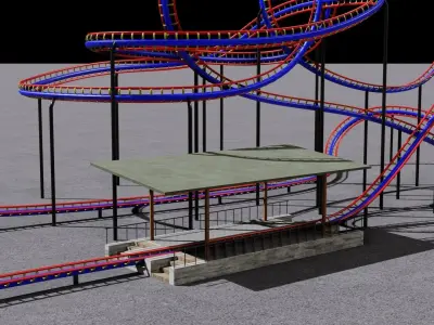 Roller coaster 3D model Low-poly 3D model