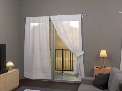 Curtains Low-poly 3D model