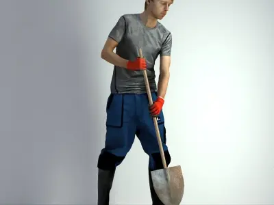 3D Scan Man Gardenner Worker 009  3D model