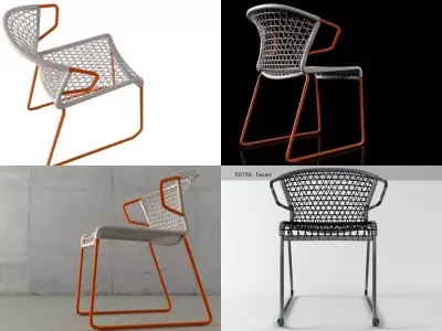 V Chair with orange and frame 3D model