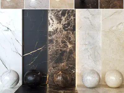 Ceramic Keope Elements Lux Collection - Marble Tiles -Set of 20 Texture