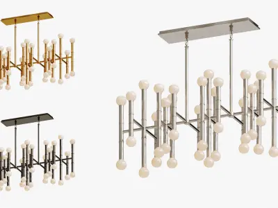 Chandelier meurice rectangular jonathan adler designed  3D model