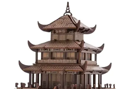 Ancient Chinese Architecture - Intricate Layered Pagoda  3D model