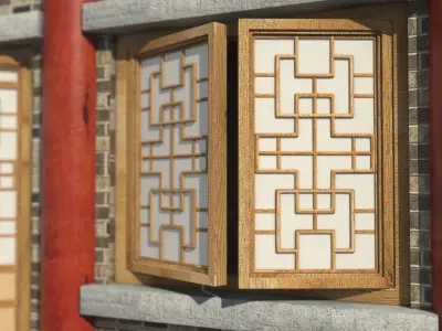 Chinese style Windows Chinese style Chinese door window 3D model