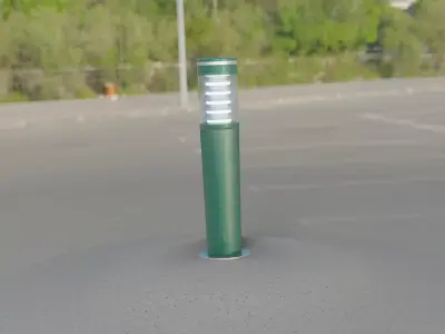 Low-Poly Moss Green Light Column 20 - Street Light Set-9 Low-poly 3D model