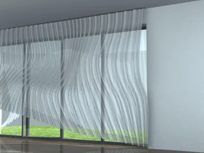 Windy Curtain in the House 3D model