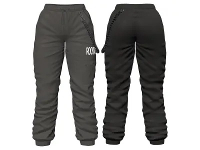 Black Cargo Outfit Boots Pants Top Low-poly 3D model