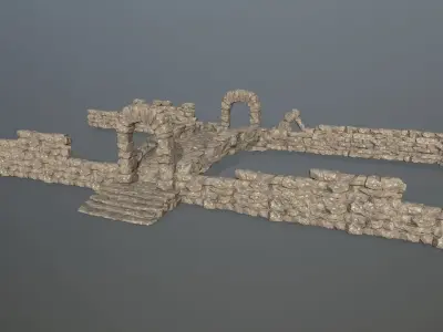 Ruin set stone arch Low-poly 3D model