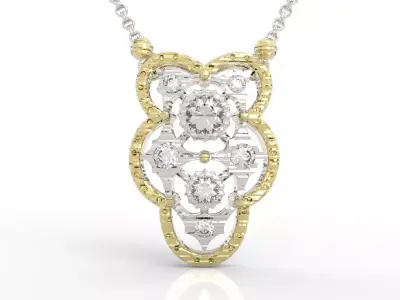 Stunning Floral Diamond Pendant Necklace 3D print model