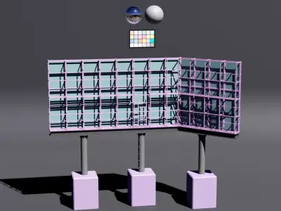 Billboard Videotron Angled - UV - UDIM 3D model