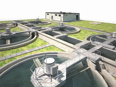 Water Treatment Plant Low Poly Low-poly 3D model