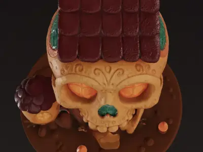 Skull House Whimsical Halloween 3D Model Printable STL Miniature 3D model