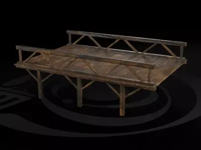 AAA Medieval Wooden Bridge 01 R Low-poly 3D model