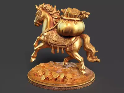 Chinese Zodiac Horse Figure  Low-poly 3D model