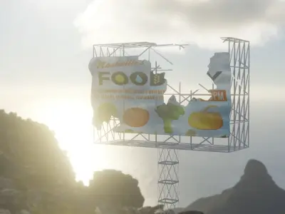 bill board with some animated flying papers blender Free low-poly 3D model