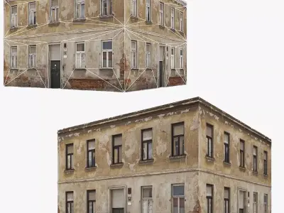 Old 3 Side Building Low-poly 3D model