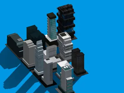 Building Pack Low-poly 3D model