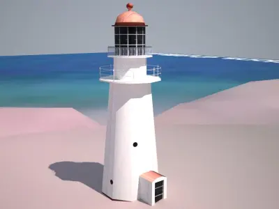 Booby Island Lighthouse Low poly Low-poly 3D model