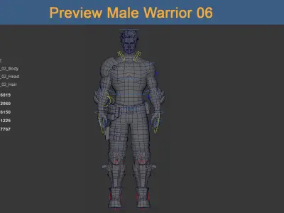 Character Male Warriors 06 - Ready for game Low-poly 3D model