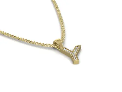 Pendant Y letter with diamonds 3D print model
