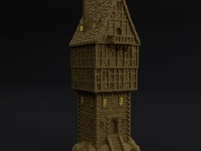 Tower House Tabletop Terrain 28 MM 3D print model