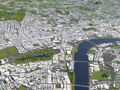 London 50x50km 3D City Map 3D model