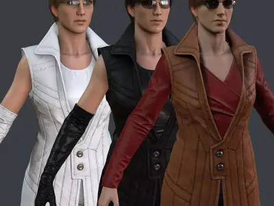 Female 1 - clothing 6 - Full Pack Low-poly 3D model