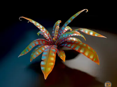 Alien Plant Fern Type 3 Low-poly 3D model