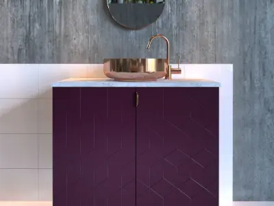 Washbasin bathroom vanity with copper sink Free 3D model