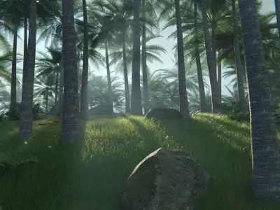 Tropical Palm Forest Environment with Realistic Coconut Trees 3D model