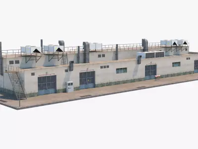 Industrial Building Low-poly 3D model