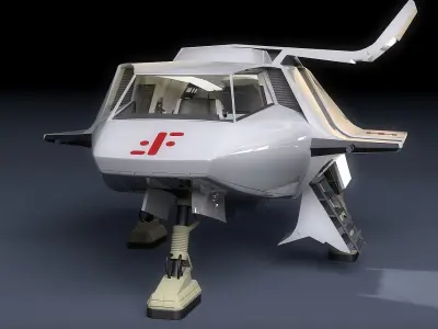 V SkyFighter Ship - External and Internal Detail 3D print model